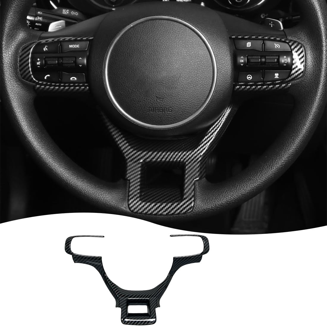 Steering Wheel Button Frame,for Kia Sportage 2023 2024 2025 - ABS Carbon Fiber Sport Steering Wheel Frame Cover Steering Wheel Button Wrap Accessories