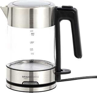 Amazon Basics Electric Glass and Steel Kettle - 1.0 Liter
