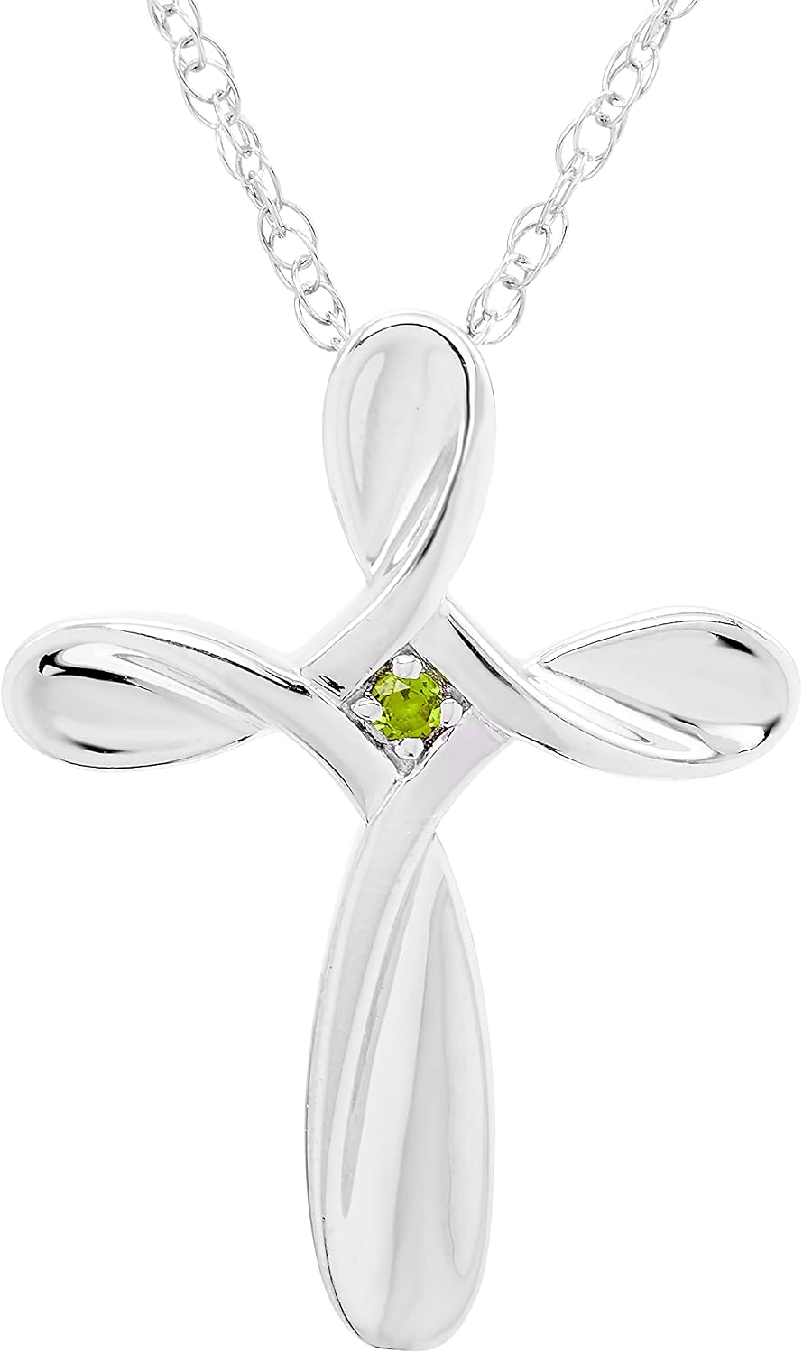 Boston Bay Diamonds 925 Sterling Silver Birthstone Gemstone Cross Pendant with 18" Rope Chain