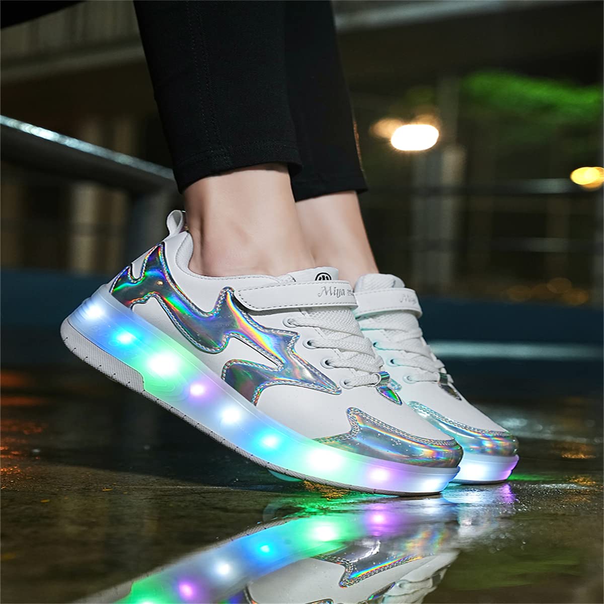 Kowo Wielokolorowe buty z diodami LED dla chłopców i dziewczynek, wrotki, rozmiar 10-6, unisex, buty sportowe, 35 EU