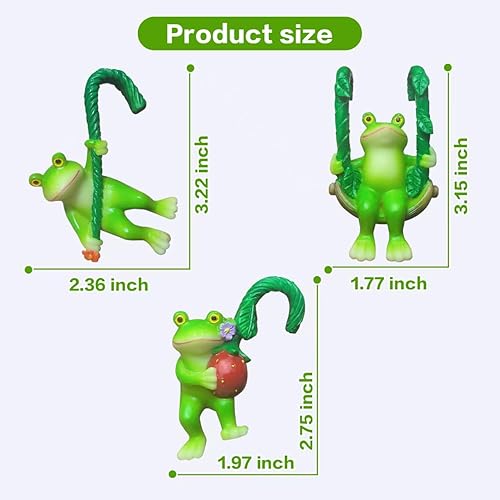 Miniatura 5 de 3 piezas de estatuas para exteriores, decoración de rana escalada para patio, estatuas de rana, manualidades de resina de jardín al aire libre,