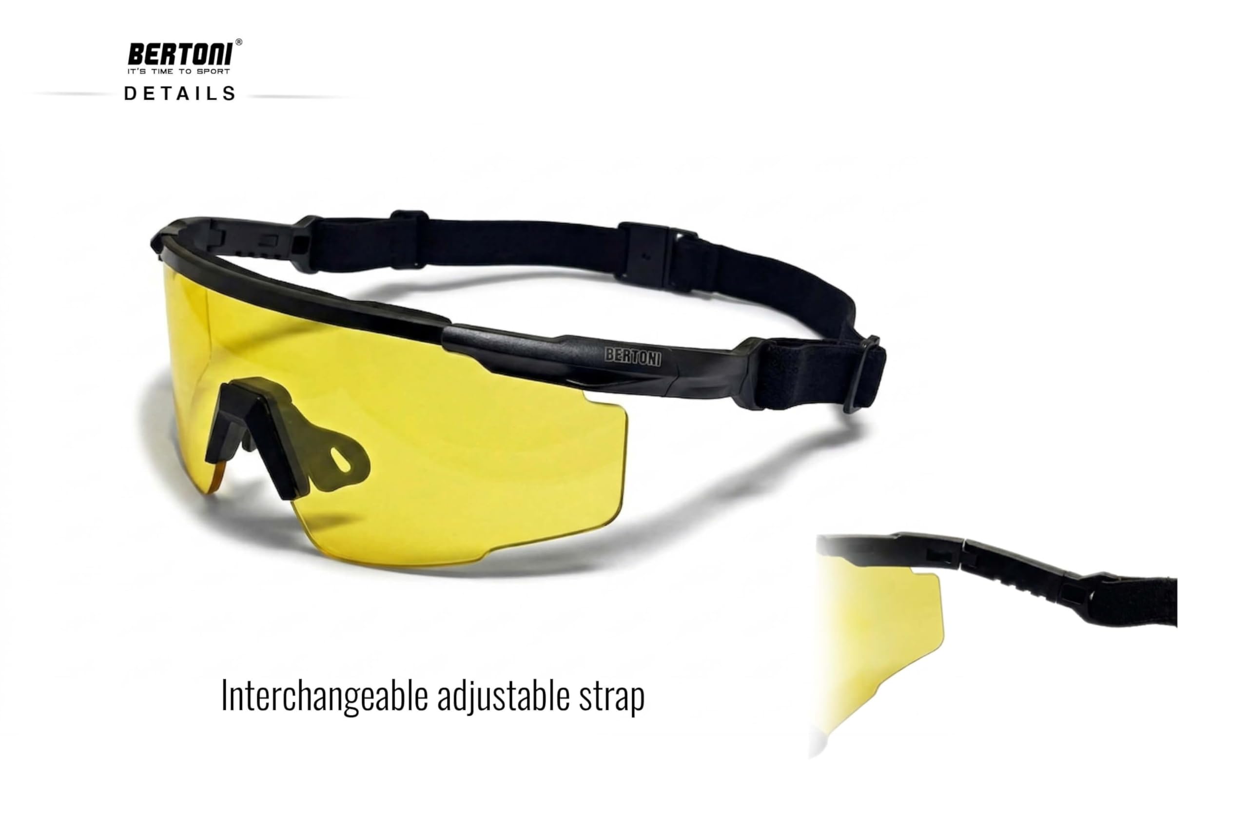 BERTONI Gafas de Tiro Protectoras Balistica Tacticas de Seguridad para Disparar con 4 Lentes Incluidas y Estuche y Patillas Adicionales – SH890N