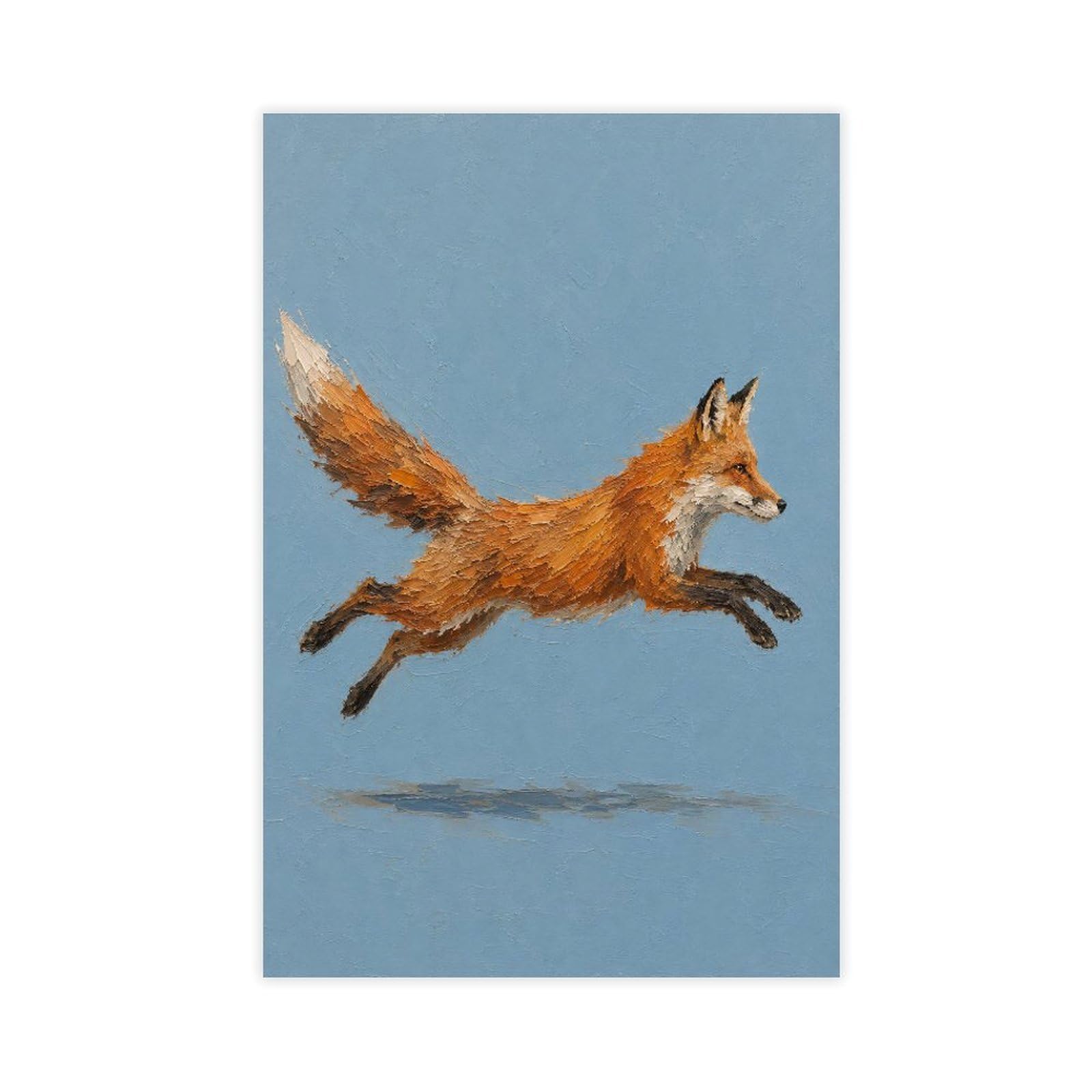 H3b8u2y5 Unframe-Style-3 Running Fox Canvas Wall Art, Blue Field Gallery Wall