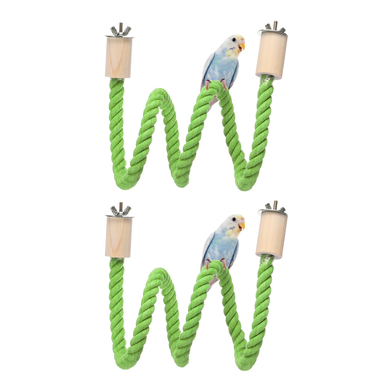 sourcing map 2 Pcs Bird Rope Perch Swing, Stand Rope Perch Standing Pole Accessory Climbing Swing Paw Grinding 100cm / 39 Inch, (Light Green) Intended for Parrot/Parakeet/Budgies/Cockatiels