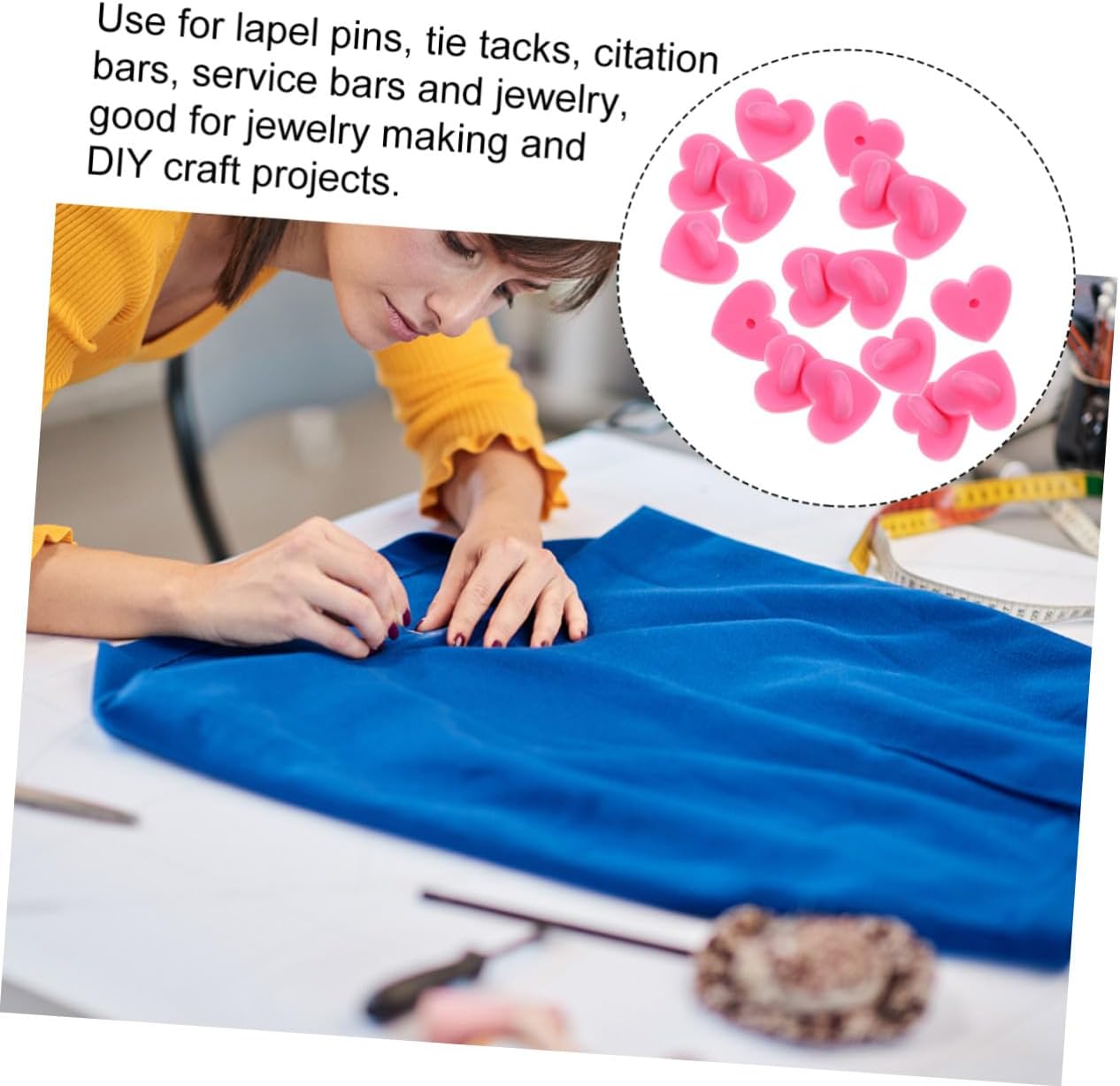 100 Pcs Heart Shaped Brooch Pins with Simple Pin Backs for DIY Crafts Jewelry Making Lightweight Portable Pink Plastic Clip Accessories