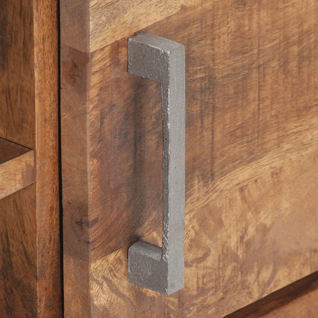 vidaXL Rough Mango Wood TV Stand - Industrial Style Media Unit with Sturdy Iron Frame and Ample Storage Space