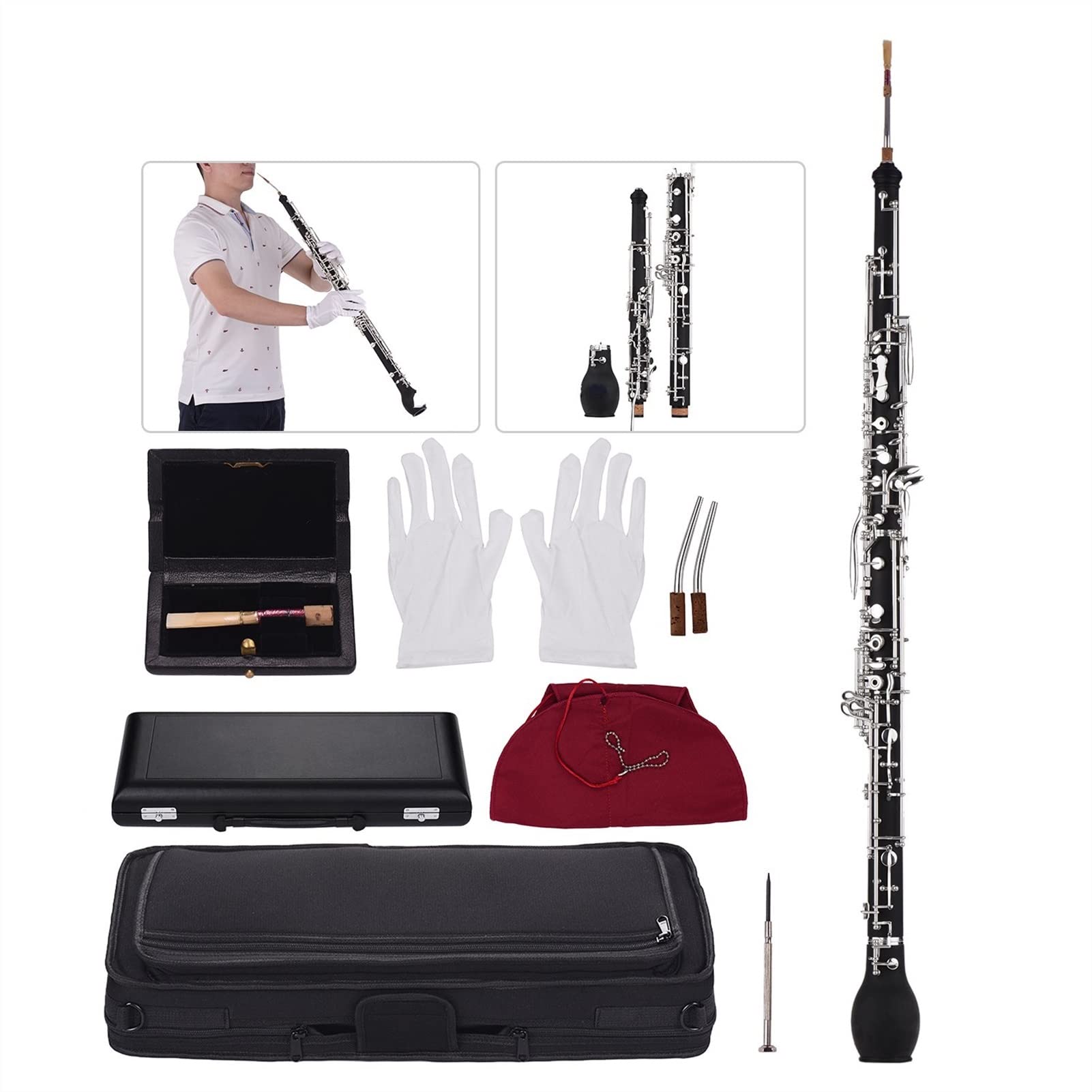 Strumento Oboe Professionale Alto Oboe F Key Wood-Plated Woodwind Body Woodwind Body Woodwind Woodwind Woodwind with Reed Gloves Principiante di Oboe