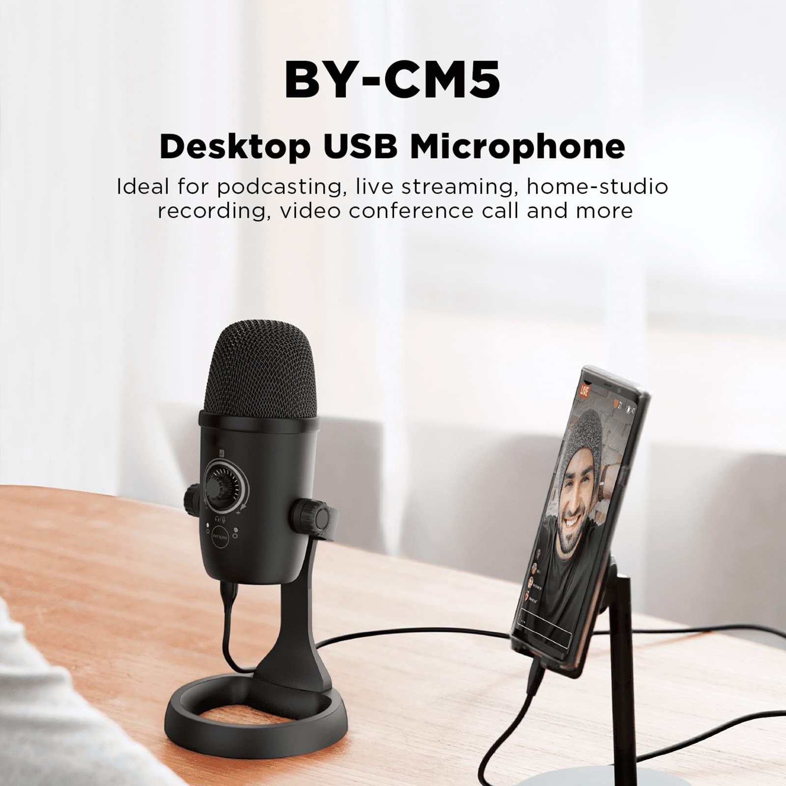 Microfono USB, Microfono Per PC Completamente In Metallo, Con Pattern Di Pickup Cardioide, Adatto Per Trasmissioni Dal Vivo, Vlog, Voce, Streaming Multimediale, Strumenti Musicali
