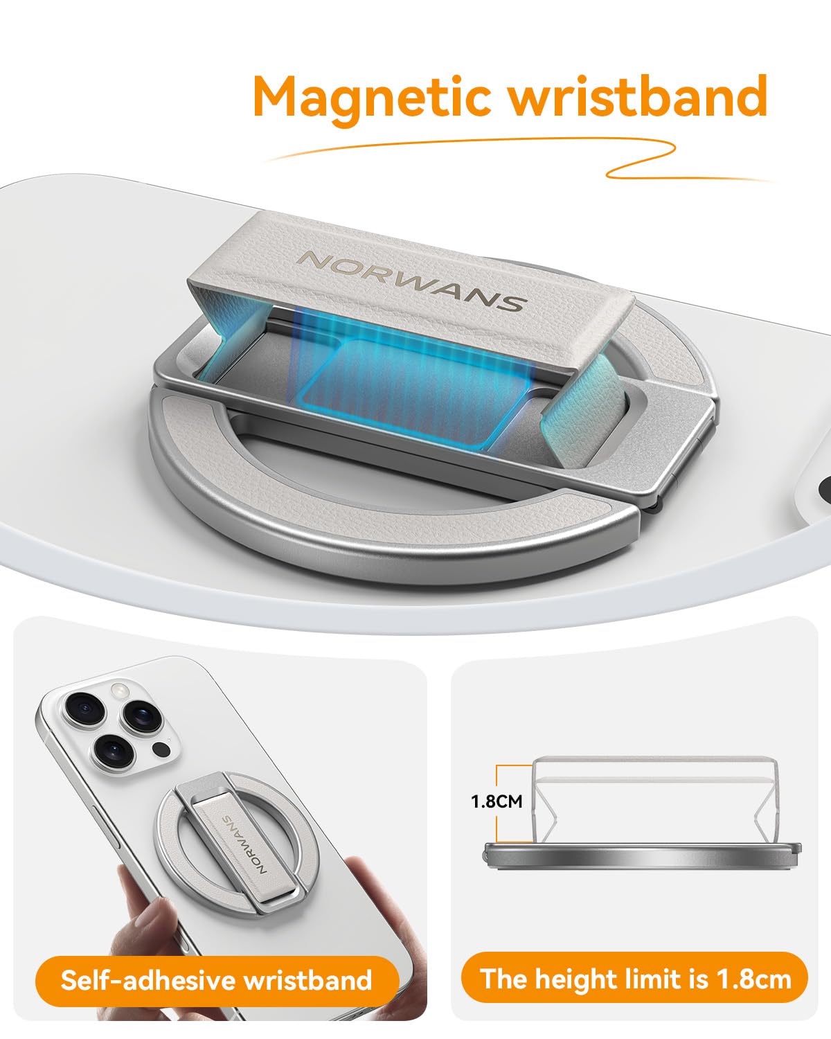 MagSafe Handy-Griff für magnetische Handy-Ringhalterung mit Magsafe-Ständer, kompatibel, abnehmbarer Handy-Griff für iPhone, iPad und Smartphones, kompatibel mit magnetischer Autohalterung