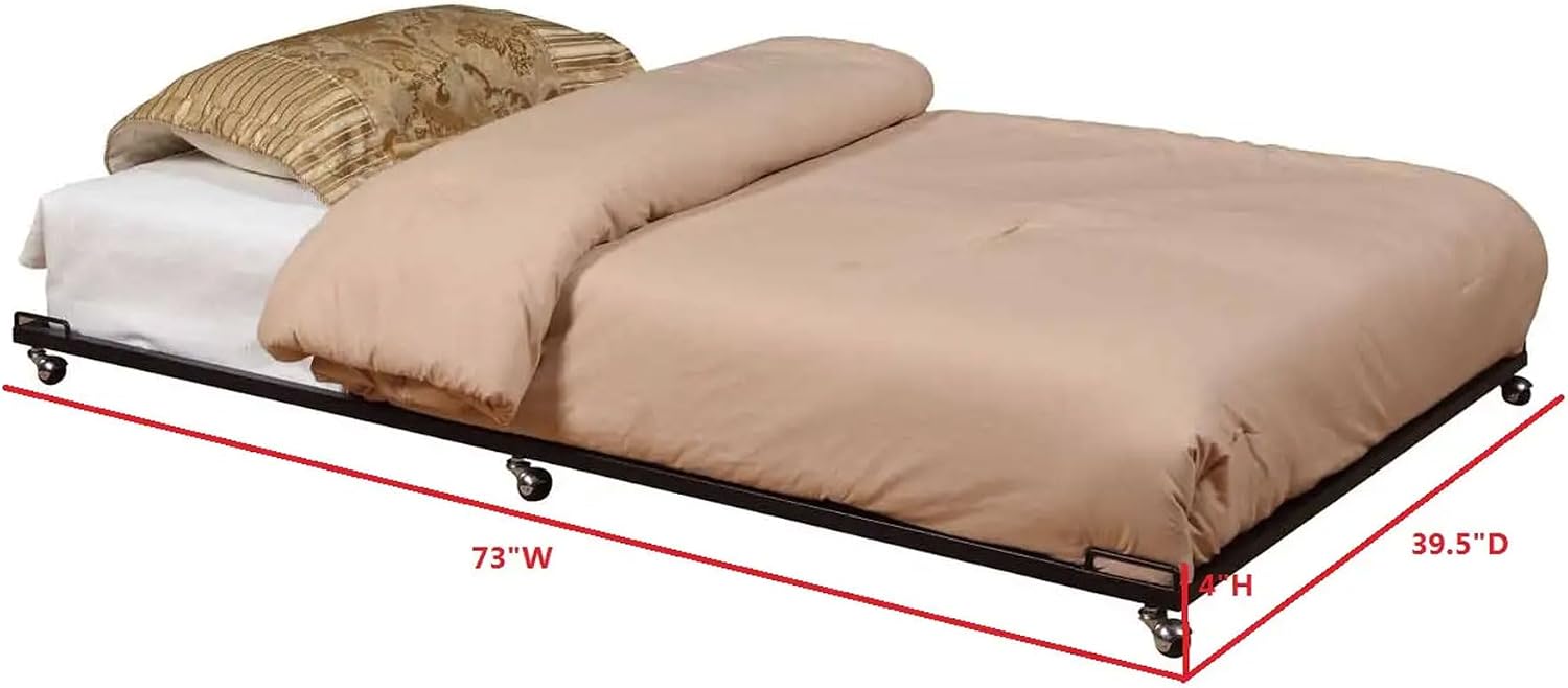 Kings Brand Furniture - Black Metal Twin Size Day Bed (Daybed) Frame with Roll Out Trundle