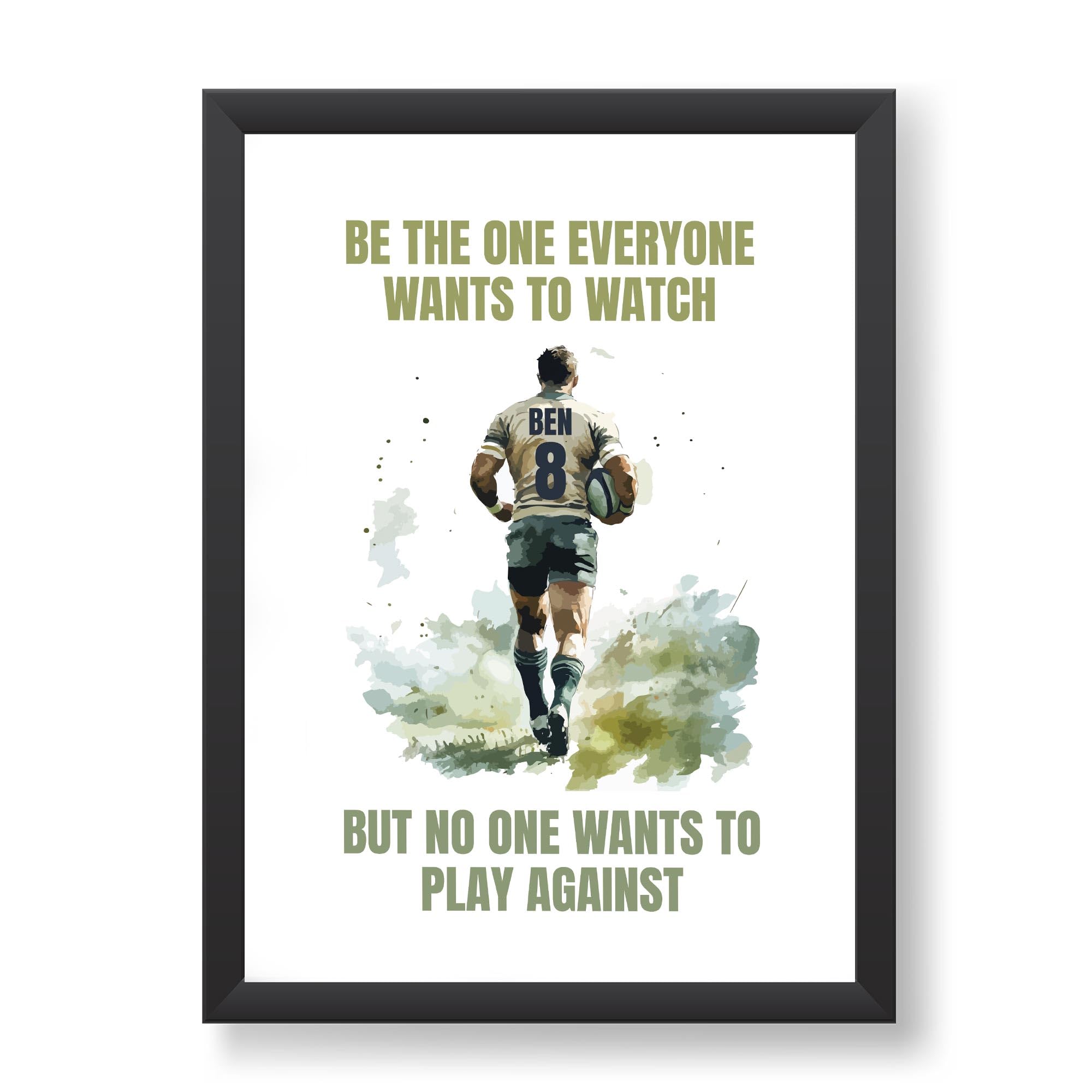 Personalised Rugby Wall Art Print Rugby Quote Poster Boys Bedroom Decor Kids Bedroom Rugby Decor Rugby Player Gift For Brother Son (1 A3 Print Only)