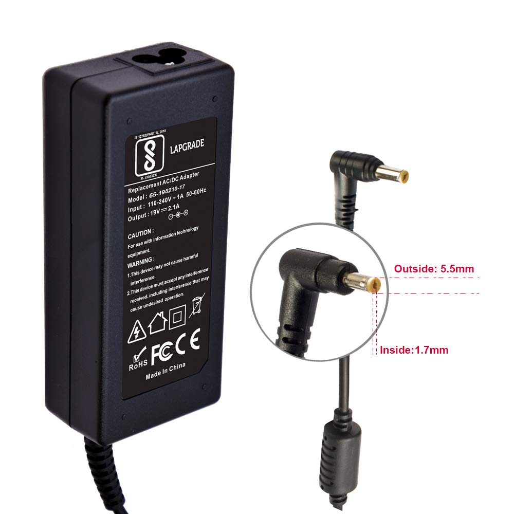 LAPGRADE 19V 2.1A Adapter Charger for Acer Aspire Timeline,Aspire One,Chrome Book,Gateway,Happy2 Series (Without Power Cable),laptops