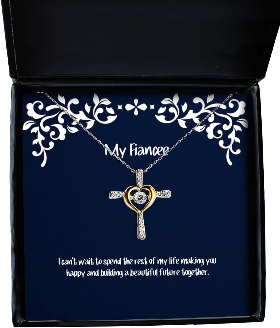 Inspirational Fiancee Cross Dancing Necklace, I can't wait to spend the rest of my life making, Epic Gifts for , Birthday Gifts, Fiancee birthday gift ideas, Fiancee birthday gift list, Fiancee
