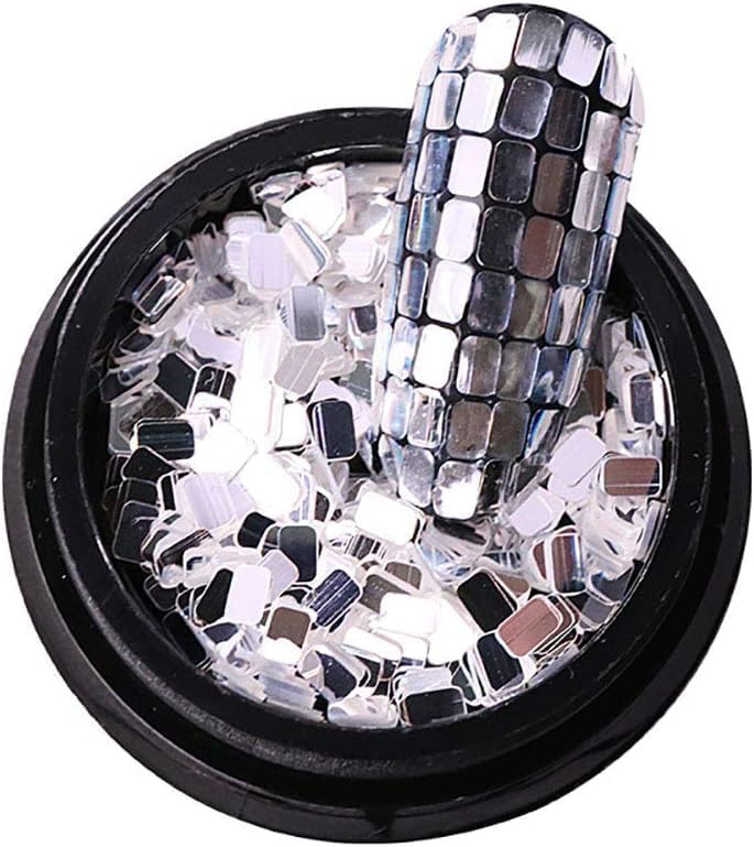 Nail Sequins Silver Square Sequins Nail Art Supply for Nails Decoration Makeup DIY Arts Crafts Nail Art and Polish