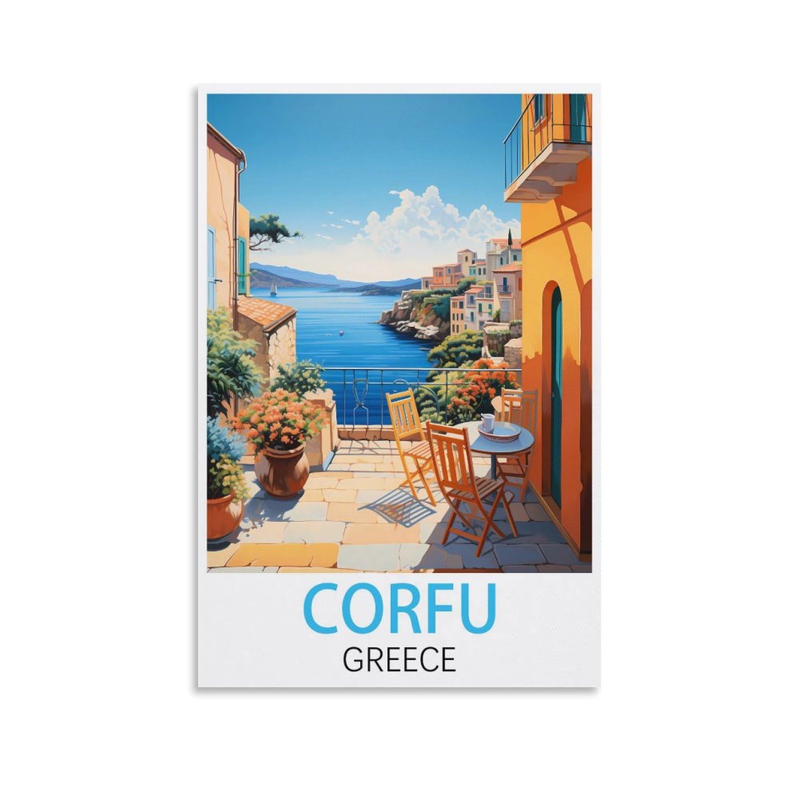 Hsayyiii Unframe-Style Corfu Greece Vintage Travel Poster 08X12inch(20X30cm) Canvas Art Poster And Wall Art Picture Print Bedroom Decor