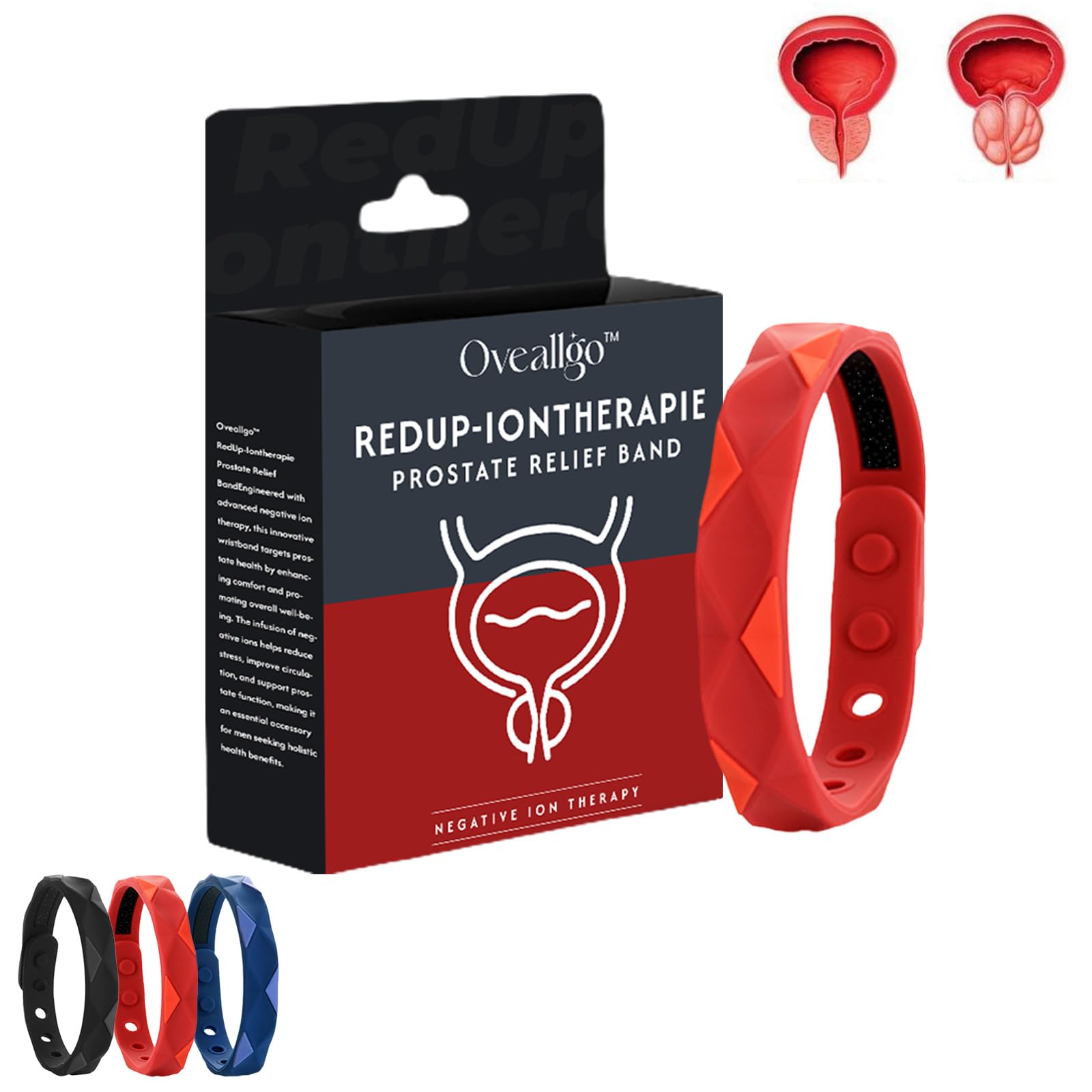 Oveallgo PRO RedUp-Iontherapie Prostate Relief Band, Copper Prostate Band, Oveallgo Prostapower Magnetic Copper Band, Improves Circulation - Health Gift (Red)