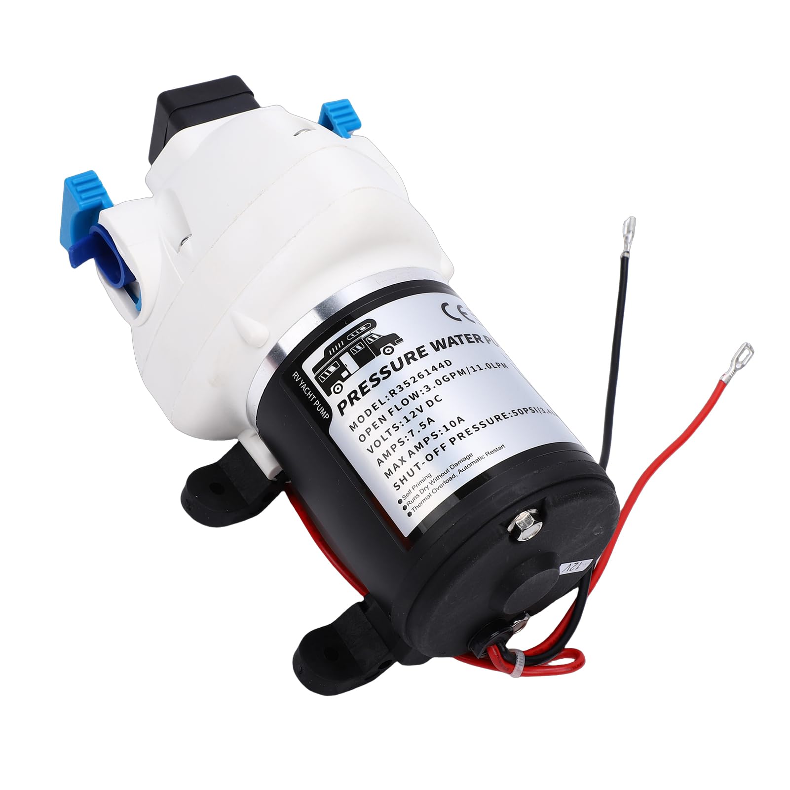 Alomejor Bomba de Agua RV Bomba de Agua Autocebante de Metal 12 V 3 GPM 50 PSI Apagado Automático de bajo Ruido para RV Barco Remolque de de Yate Marino