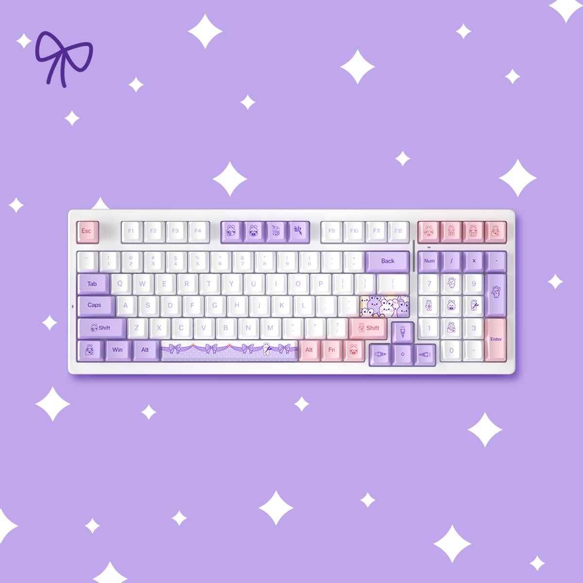 piii♡ Amazon.com: YUNZII Lavender Rabbit Dye Sub PBT Keycaps,140