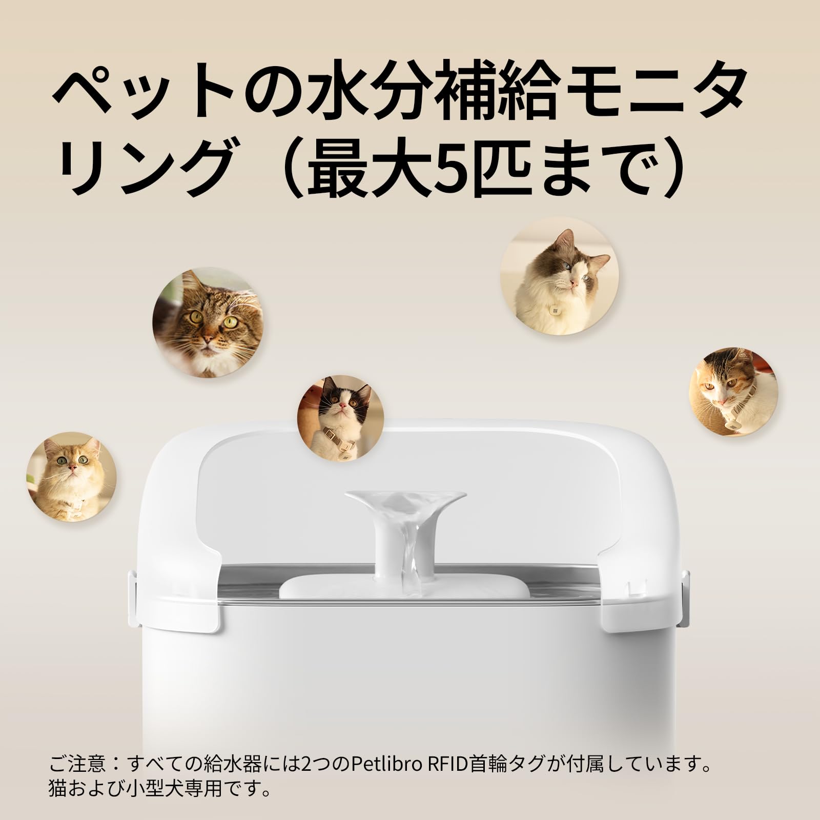 Amazon.co.jp: PETLIBRO 水飲み器 給水器 多頭飼い RFIDスマートアプリ