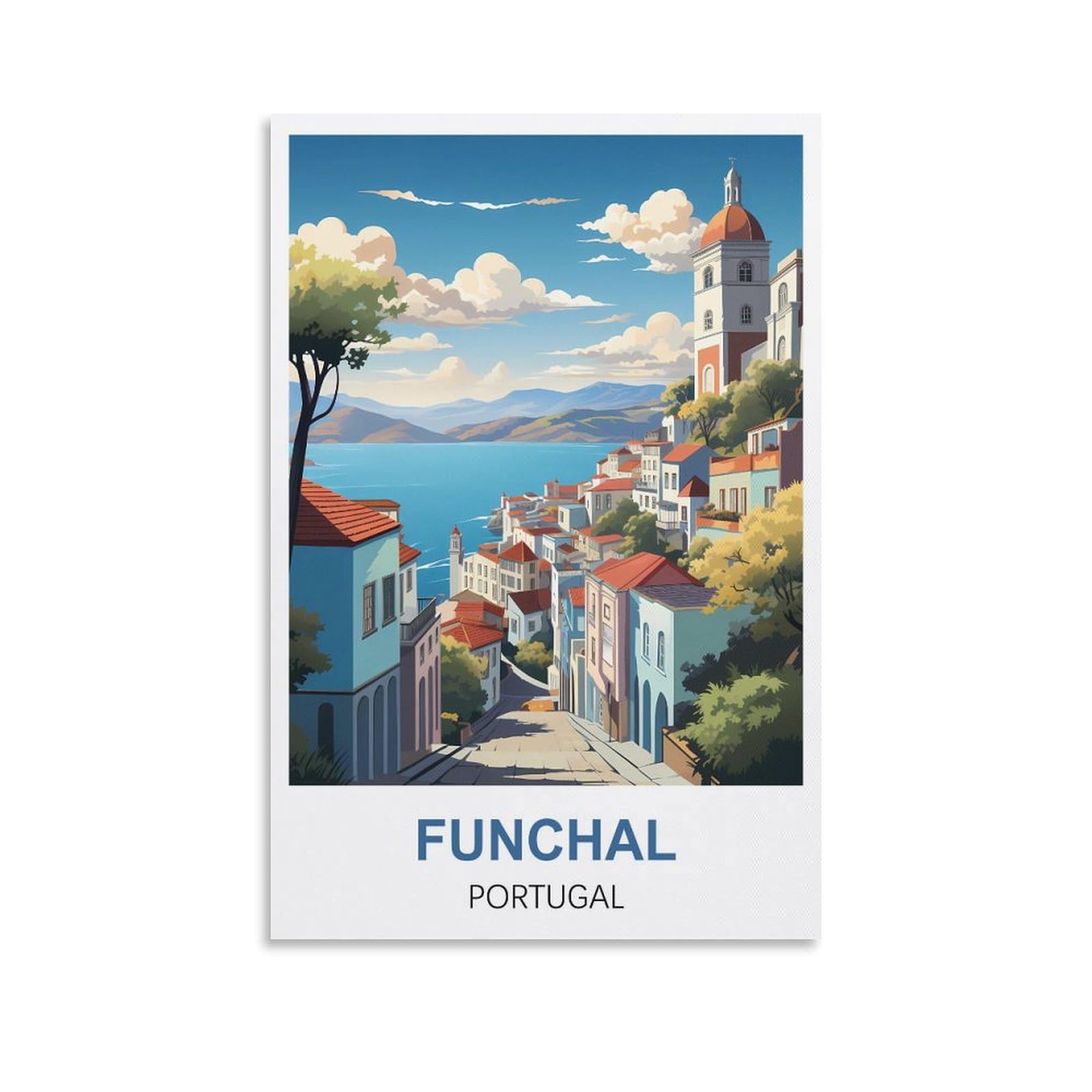 EZMLFA 5D Diamond Painting Kits,Funchal Portugal,Diamond Painting Kits for Beginners Round Full Drill Painting with Diamonds Gem Art for Home Wall Decor 30x40cm