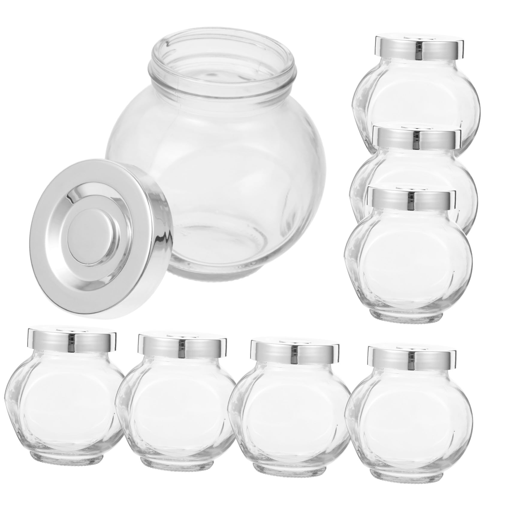 10 Stück Teiliges Glas Vorratsglas Luftdichte Lebensmittelbehälter aus Dickem Glas Vielseitig für Tee Süßigkeiten Getreide Transparente Vorratsdosen für Küche und Party