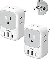 Vista 16 de Adaptador de enchufe de viaje para Italia, paquete de 2, adaptador de corriente TESSAN Italia con 4 tomacorrientes, 3 cargadores USB