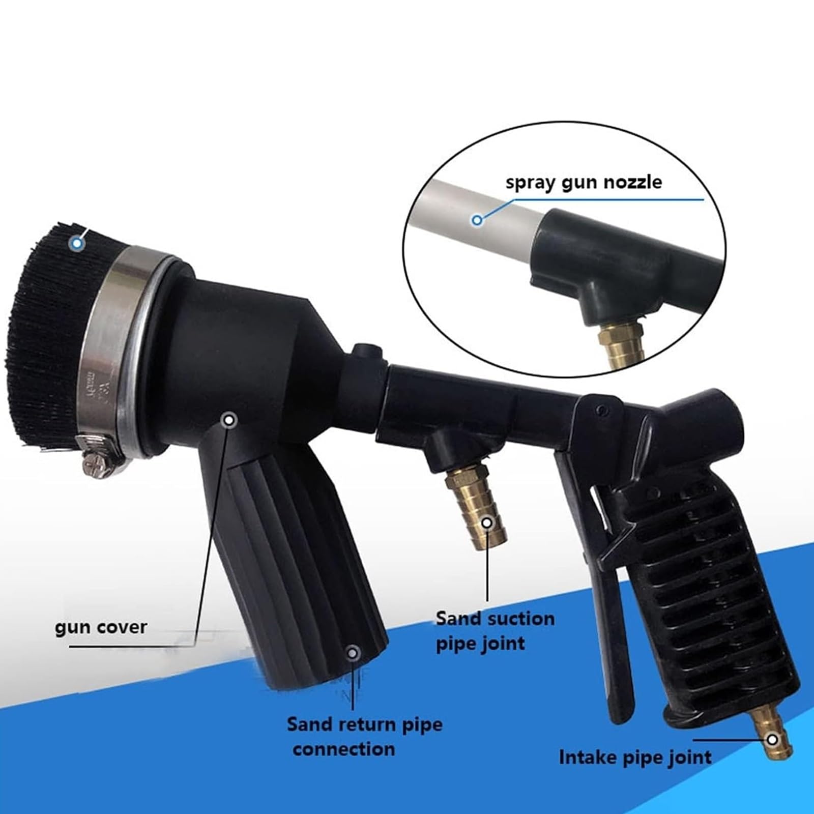 Chorro de arena portátil al vacío, máquina de chorro de arena de recuperación al vacío, accesorios de boquilla de cerámica, kit de chorro de arena de tanque de chorro de arena de 28 galones, para