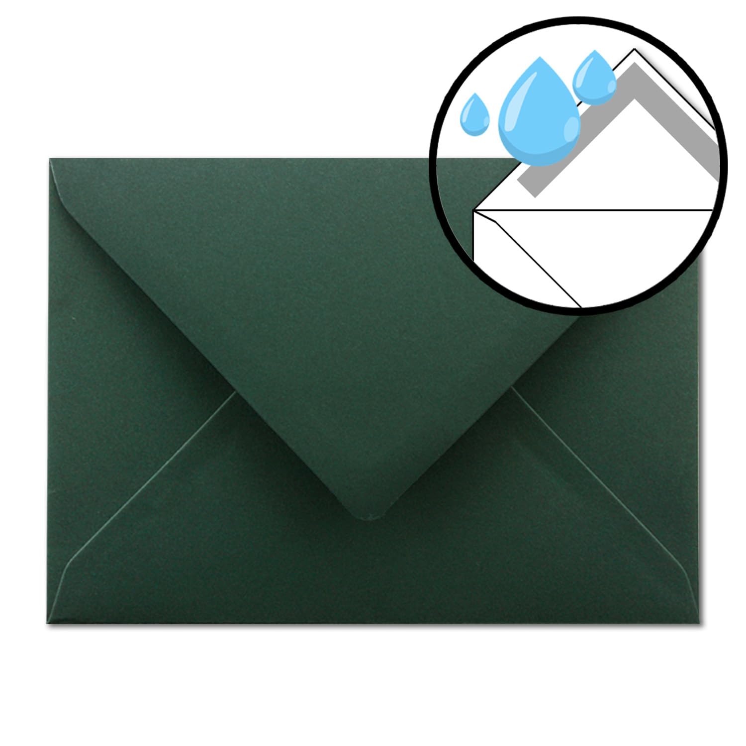 700 x koperty bożonarodzeniowe - DIN C6 - ze złotym metalicznym tłoczonym deszczem - Kolor: zielony sosnowy (zielony) - klejenie na mokro, 120 g/m² - 114 x 162 mm