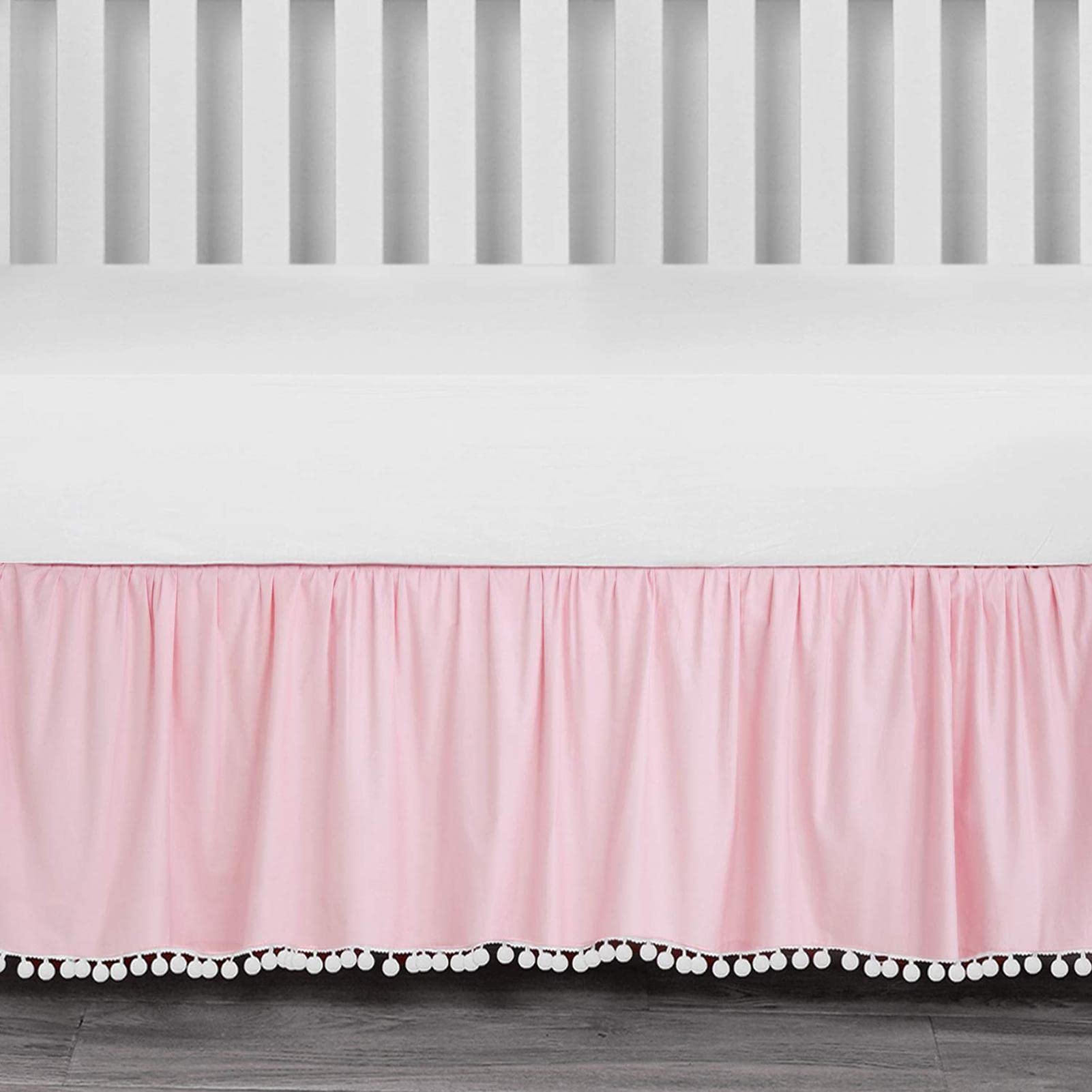 Cuna con Volantes,Faldas Cuna para niños pequeños | Microfibra para Cuna con Pompones para Llevar al bebé a la habitación del bebé cálida y acogedora para Dormir y soñar