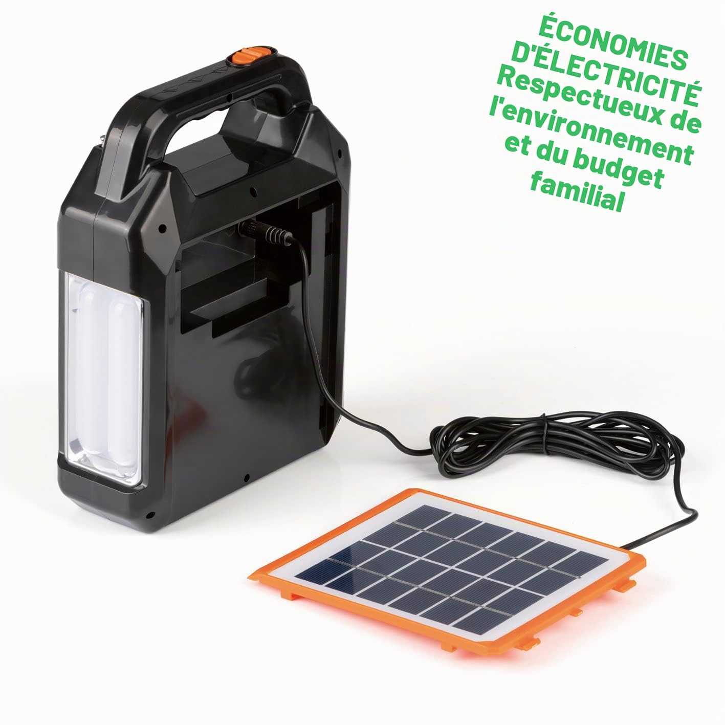 EASYmaxx Kit de générateur Solaire 4500mAh |2 Modes de Charge : Panneau Solaire ou USB | pour recharger Les téléphones Portables, Batterie Externe | Radio FM et Haut-parleurs intégrés