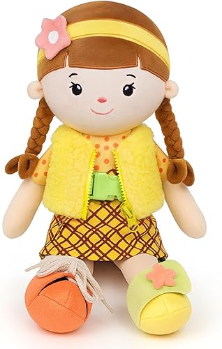 Miniatura 2 de Muñeca de trapo de felpa suave, regalo para niñas, amiga de peluche con hermoso vestido para niños pequeños, cumpleaños, en vestido amarillo, 16