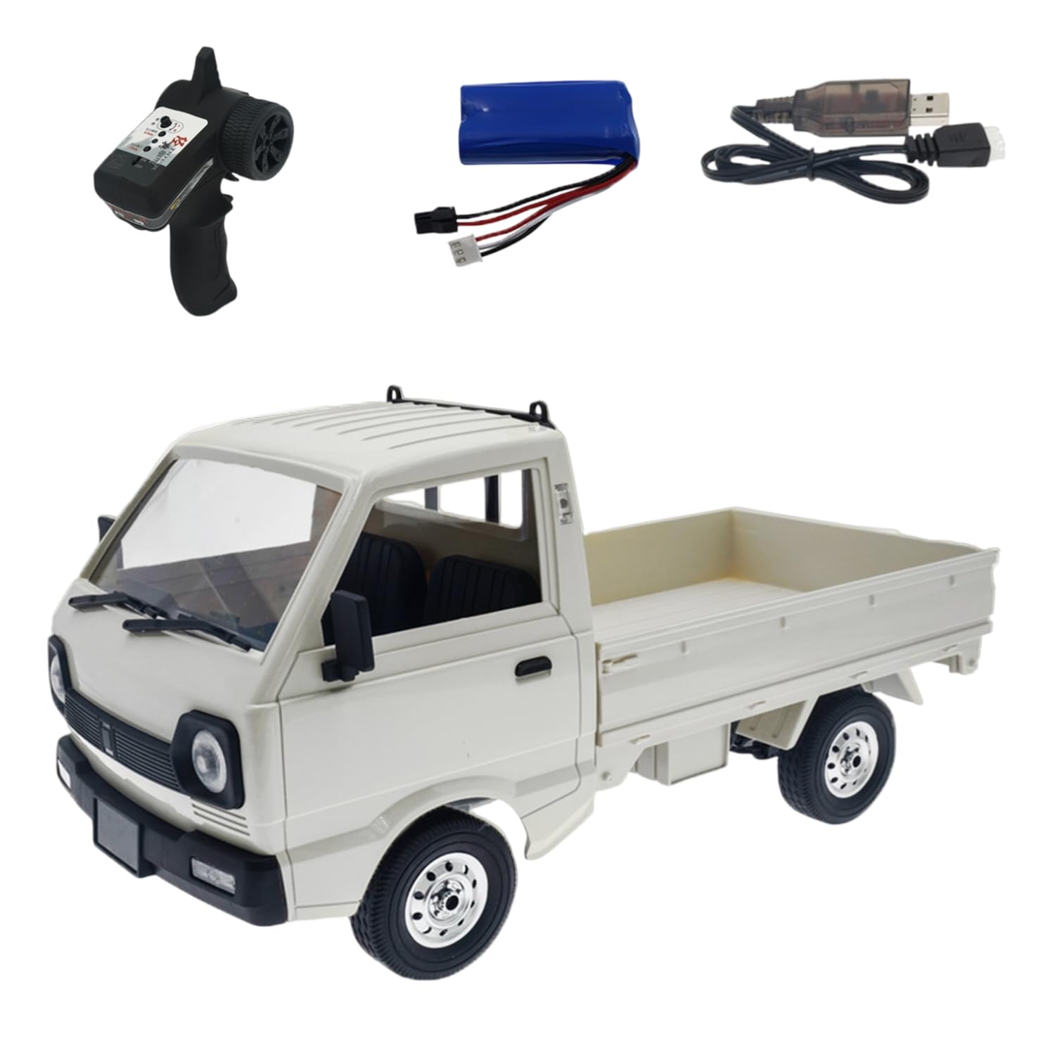 YIKESHU WPL D12 RC Car 1/10 RC Truck 2.4Ghz Remote Control Car, Off Road Drift Pickup Truck Crawler with Brushed Motor, LED Headlights, Middle Engine Rear Drive RTR Vehicles for Ages Adults.