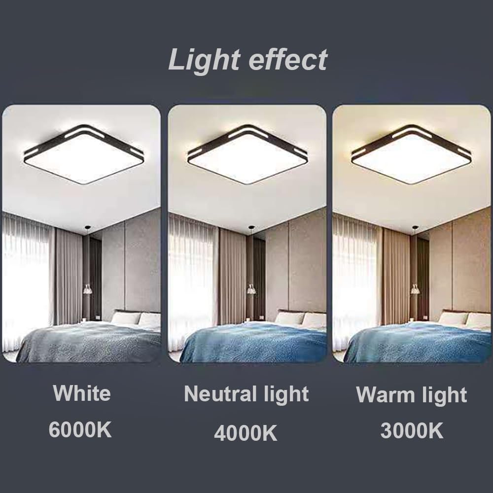 Lampy Sufitowa LED Kwadratowa Czarna Nowoczesna, Plafon Ultra Cienki Minimalistyczny Design Oświetlenie Sufitowe Panel Sypialnia Biuro(White,40cm/15.74in)