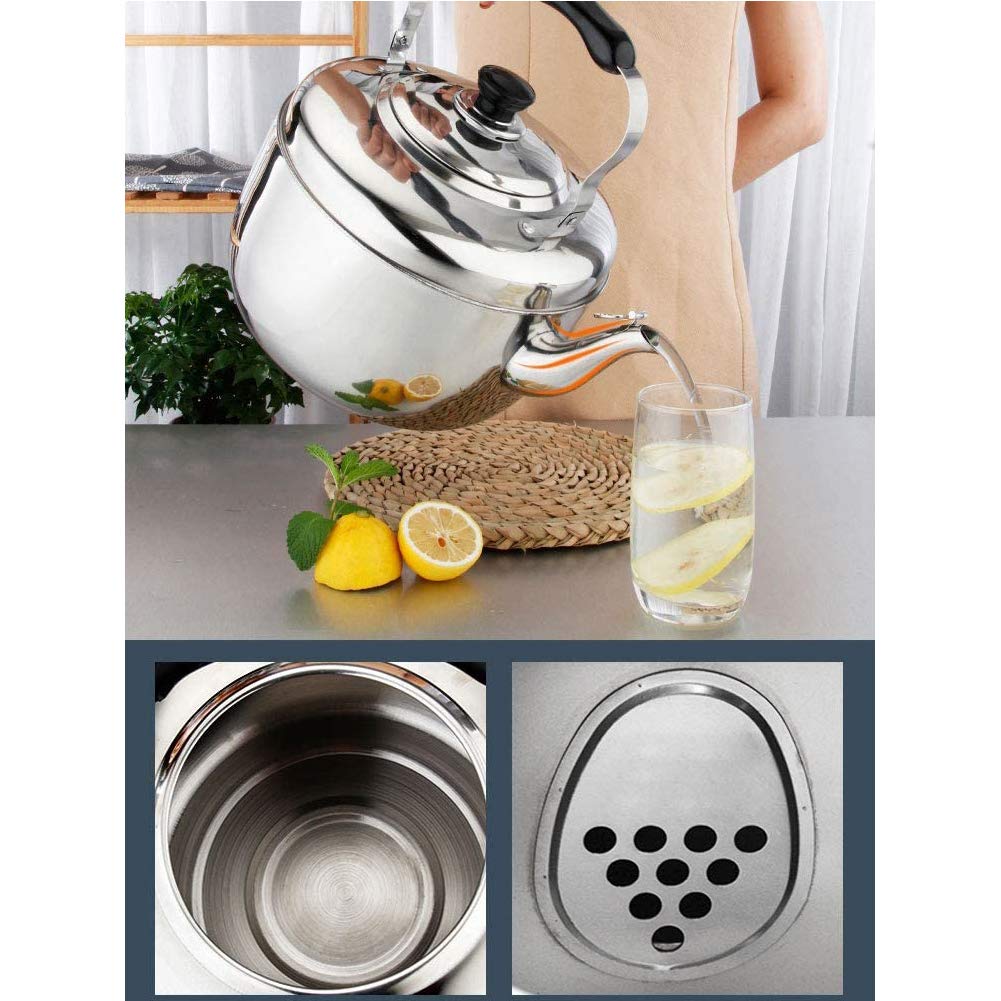Hervidor eléctrico de acero inoxidable cepillado para hervir agua, tetera, hervidor de agua y calentador, hervidor con silbato, doble engranaje, ebullición rápida, apagado automático y prote