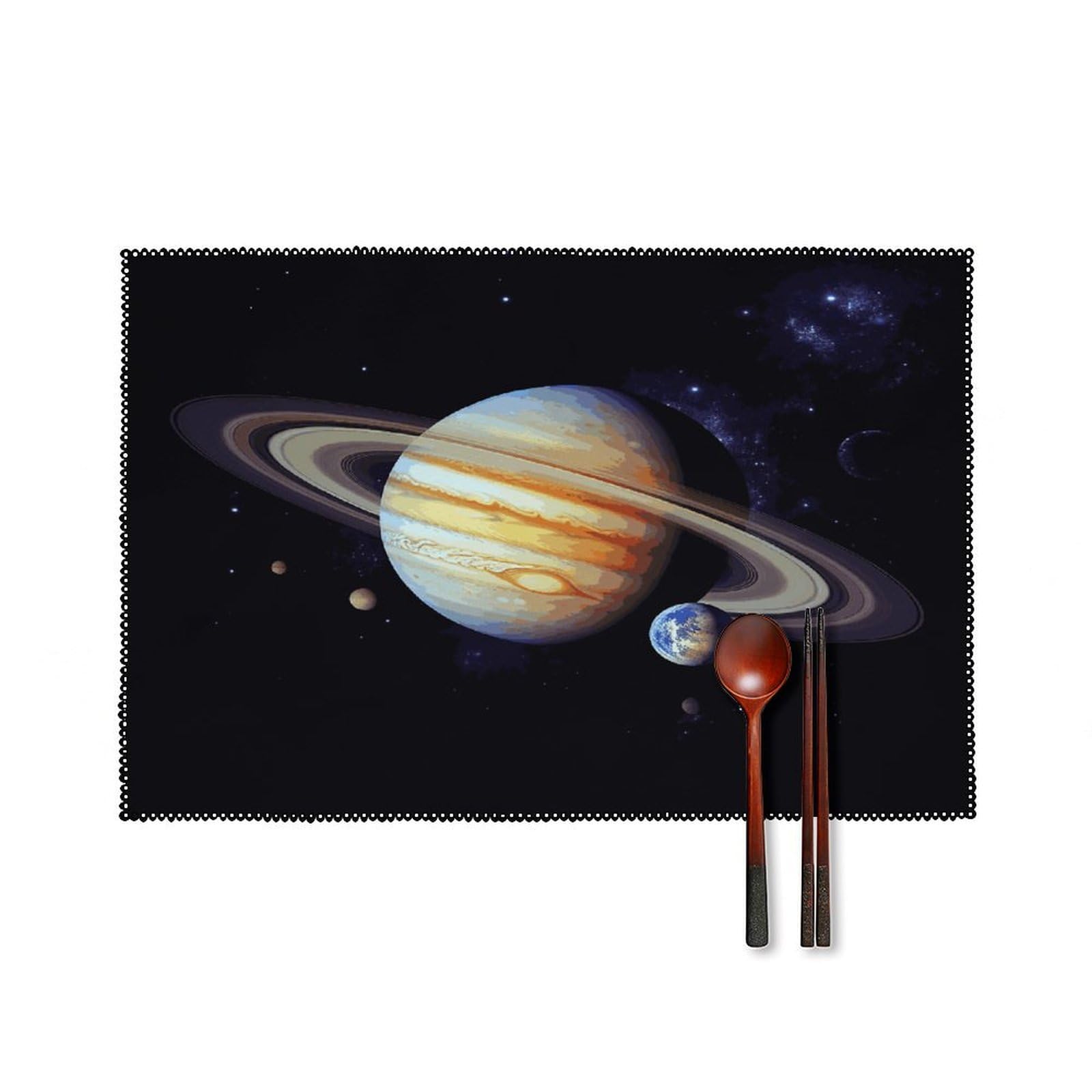 Planet Jupiter Placemats Set of 4 Canvas Place Mats Non-Slip Heat Resistant Table Mats Washable Waterproof Placemat Wipeable Tablemats for Kitchen Dining Decor Place Mat
