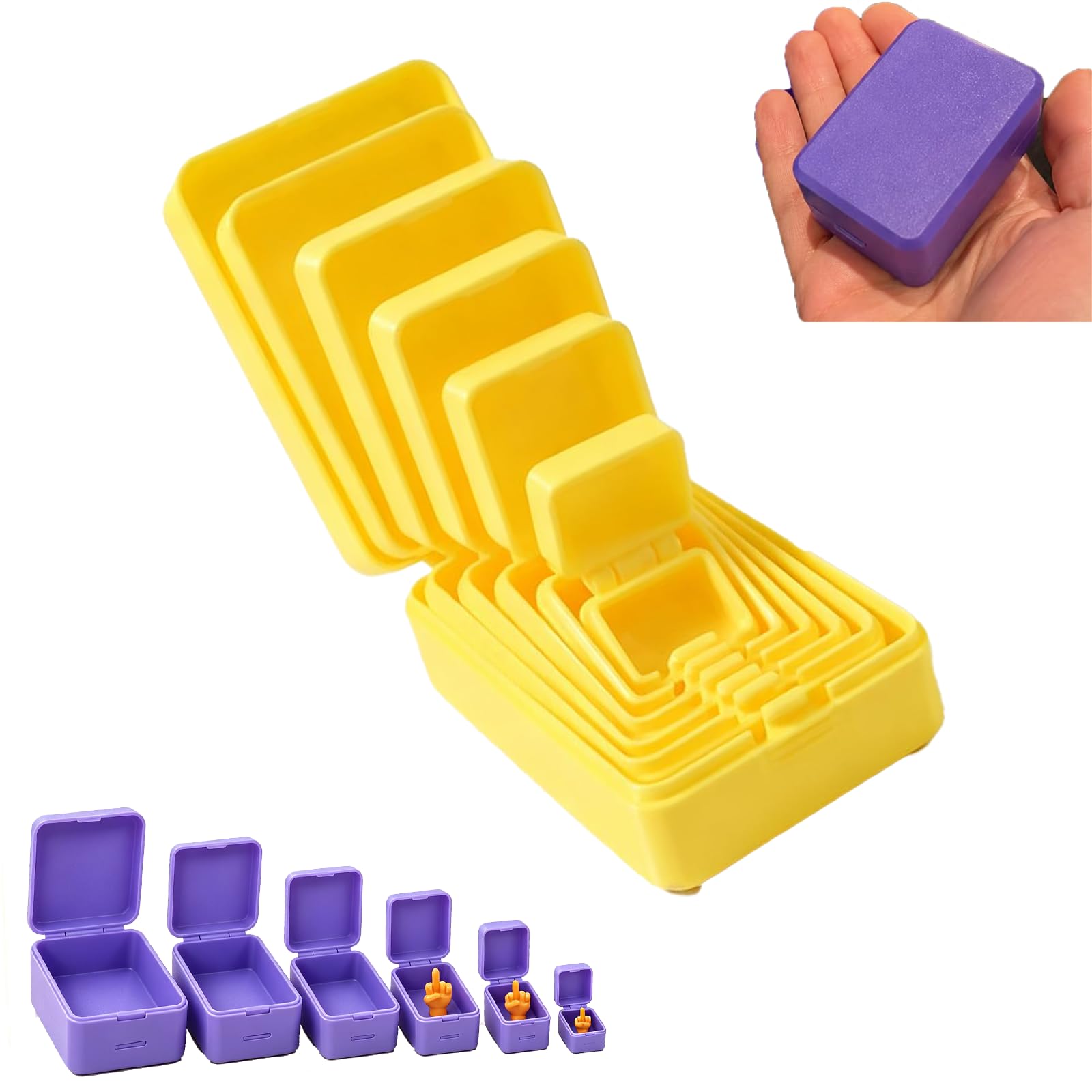 Never Ending Middle Finger Prank Gift Box, 6-Layer Nested Screw Design Surprise Box, Reusable 3D Printed Gotcha Box for Annoying Friends, Coworkers, White Elephant & Birthday Gag Jokes，Yellow