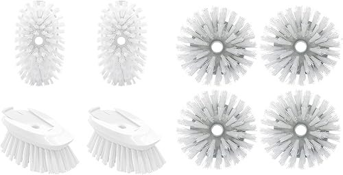 Recambio de cepillo para platos (blanco) y repuesto de cepillo de palma (gris)