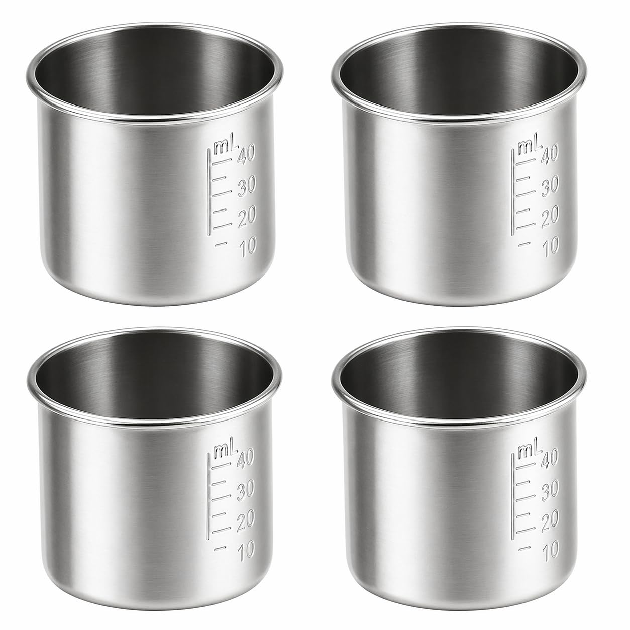 DECHOUS 4Pcs Stainless Steel Graduated Medicine Cups: 1.35oz(40ml) Portable Reusable Measuring Cups for Pills and Liquid Medication, Home and Lab