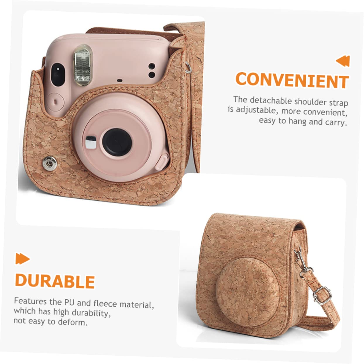 HOMSFOU 2pezzi Custodia Protettiva Per Fotocamera Istantanea Pu Design Rimovibile e Borsa Imbottita Per Mini Perfetta Per Foto Movimento Per Appassionati Di Fotografia