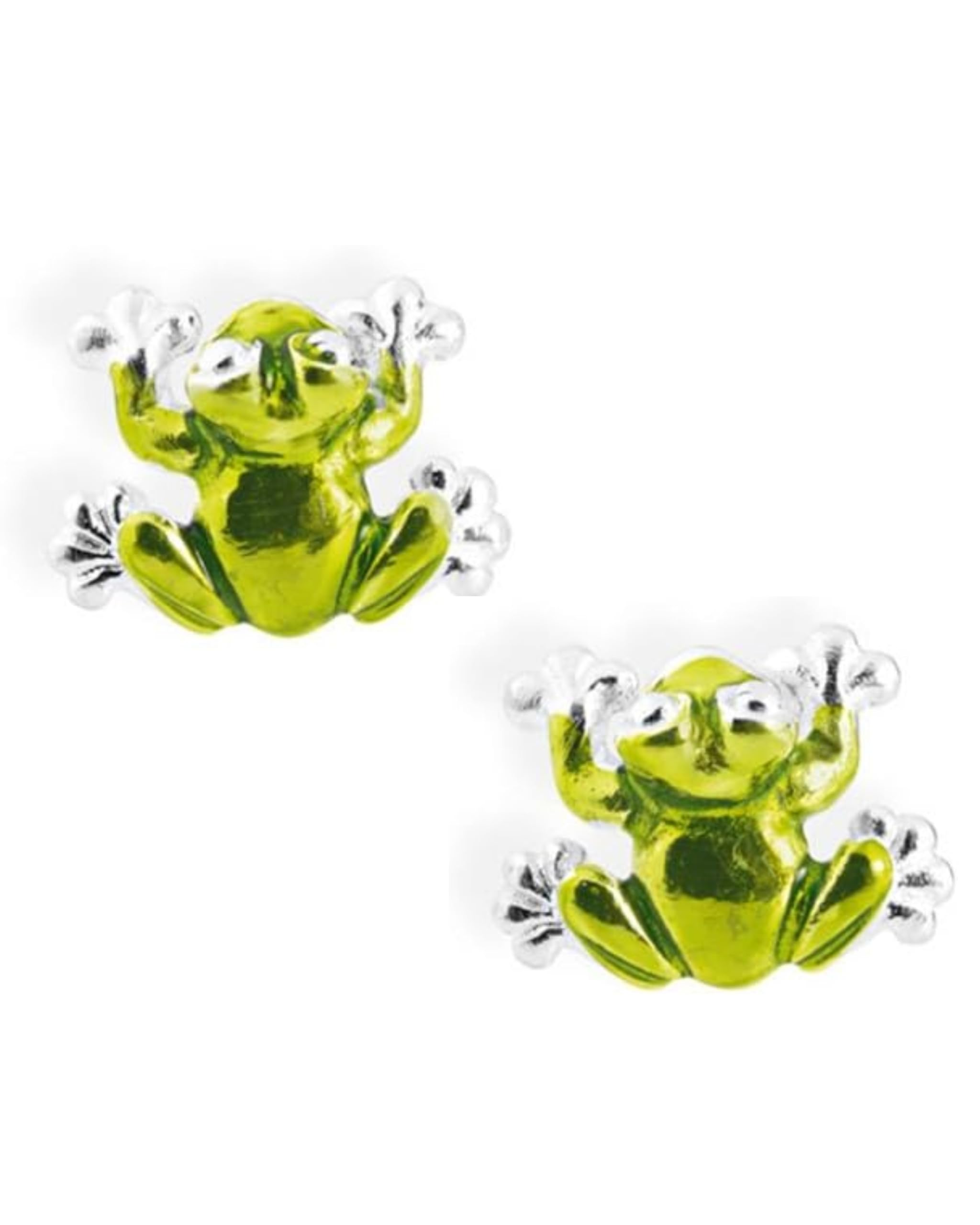 Heartbreaker "Froggy" Frosch-Ohrringe I Edle Ohrstecker aus 925 Sterling Silber & Brandlack I Nickelfreie Damen-Ohrringe inkl. Verpackung I In Goldschmiedequalität gefertigt I LD FG 28 GR