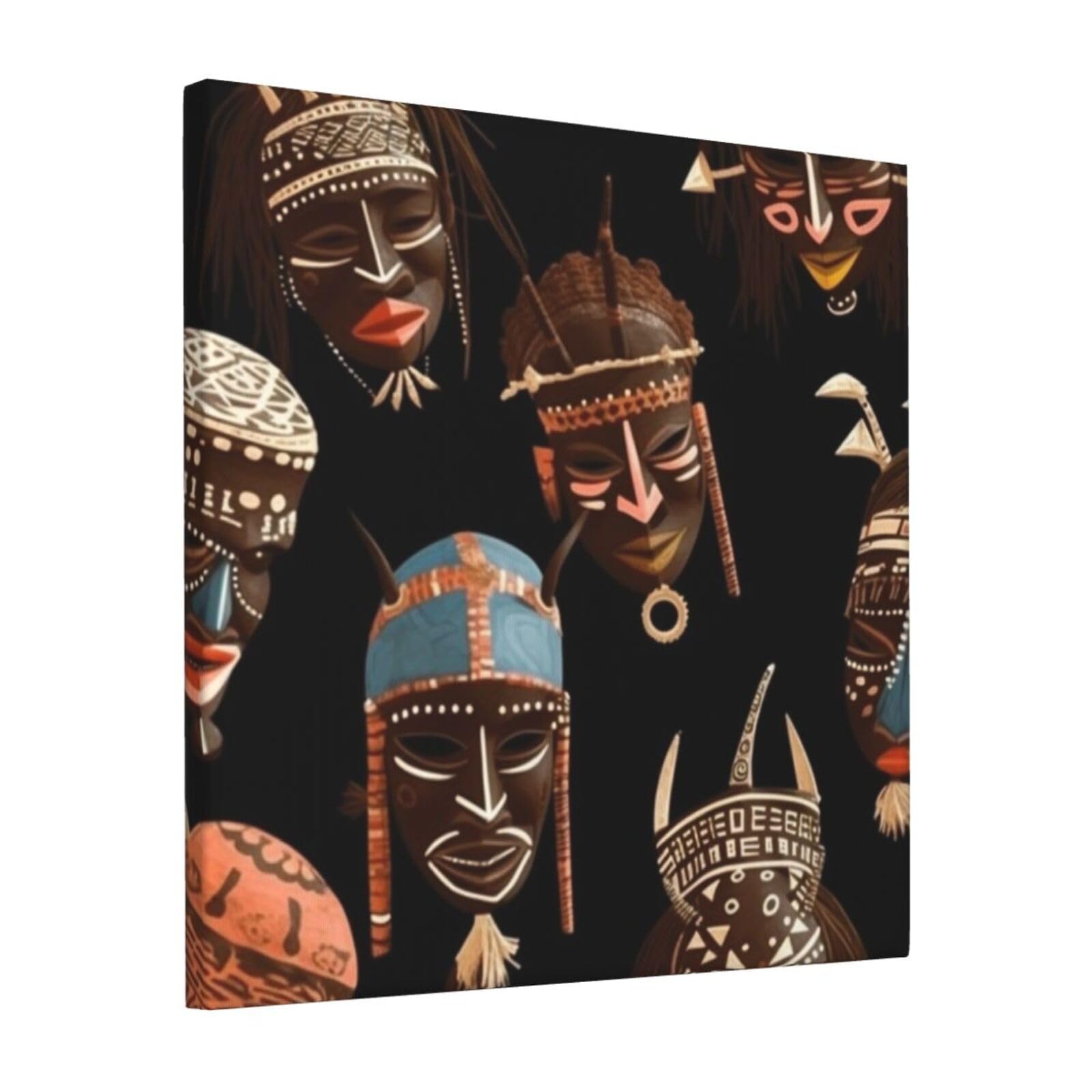 KLOPH African Ritual Ethnic Tribal Canvas Wall Art for Living Room 12"x12" Modern Artwork Painting for Bathroom Hanging Canvas Prints Aesthetic Wallart for Bedroom Kitchen Office Wall Decor