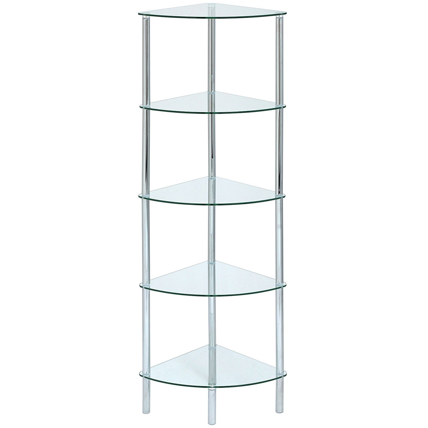Aspect Furniture 5-Tier Clear Glass Corner Rack-Polo 5Tier Display Glass Unit/bathroom Rack from B&Q