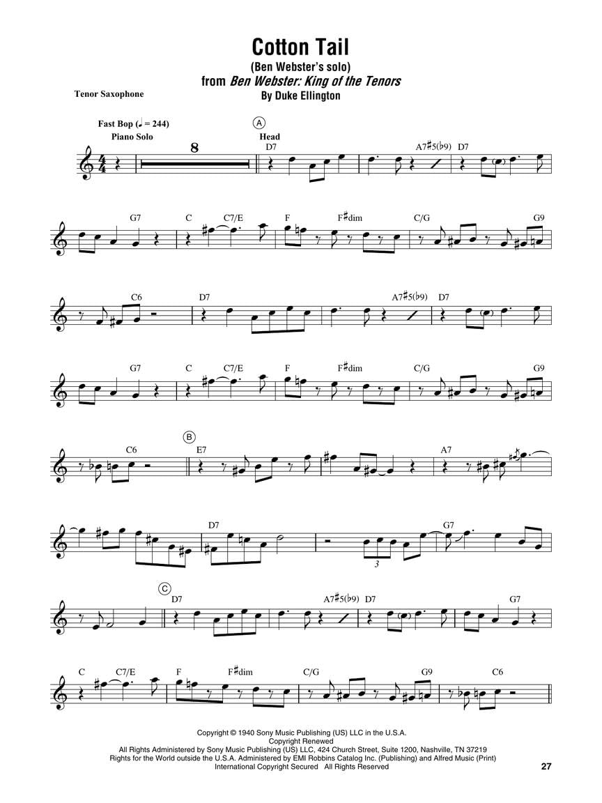 Saxophone Omnibook for B-Flat Instruments: Transcribed Exactly from Artist Recorded Solos