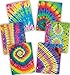 New Generation - Tie Dye - 2 Pocket Folders / Portfolio 48 Pack Letter Size 3 Hole Punch to use Your Binder Heavy Duty Glossy Finish UV Laminated Folder - Assorted 6 Fashion Design.