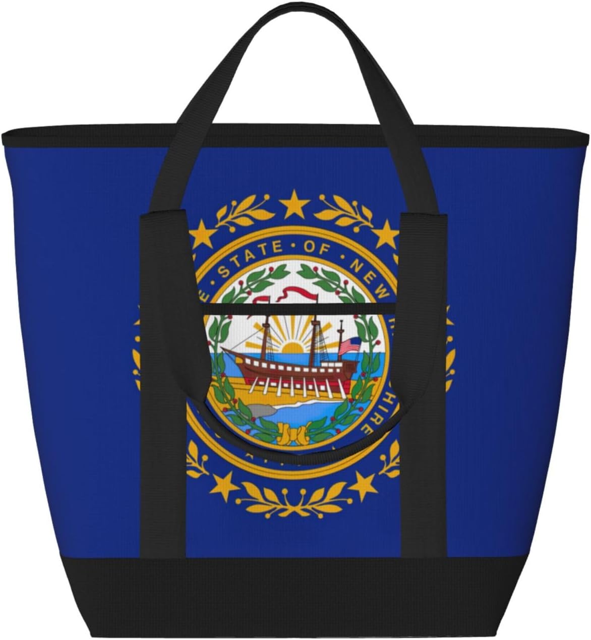 New Hampshire State Flag Print Large Cooler Bag Tote Bag,Reusable Grocery Bag,Lunch Box Bag, For Picnic Beach Camping