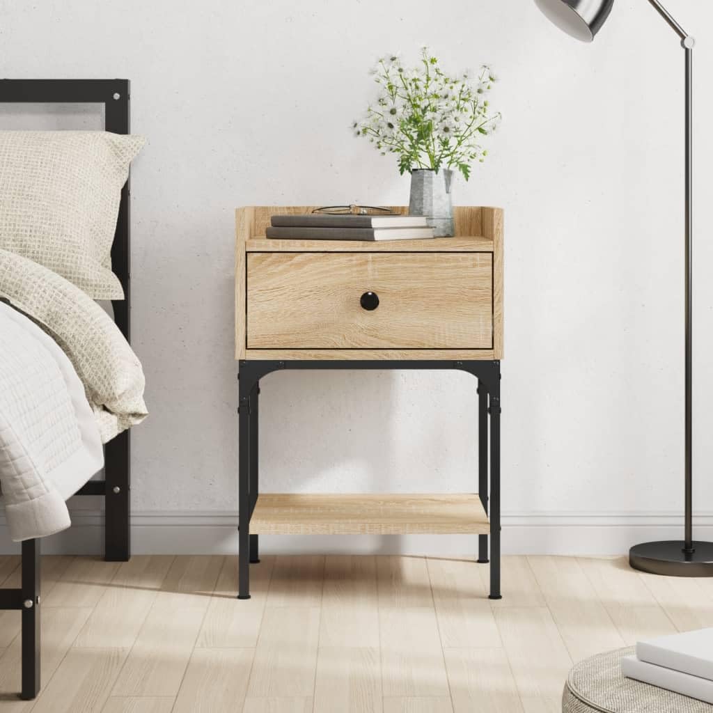 Table de chevet étroite avec rangement et pieds réglables pour lit haut