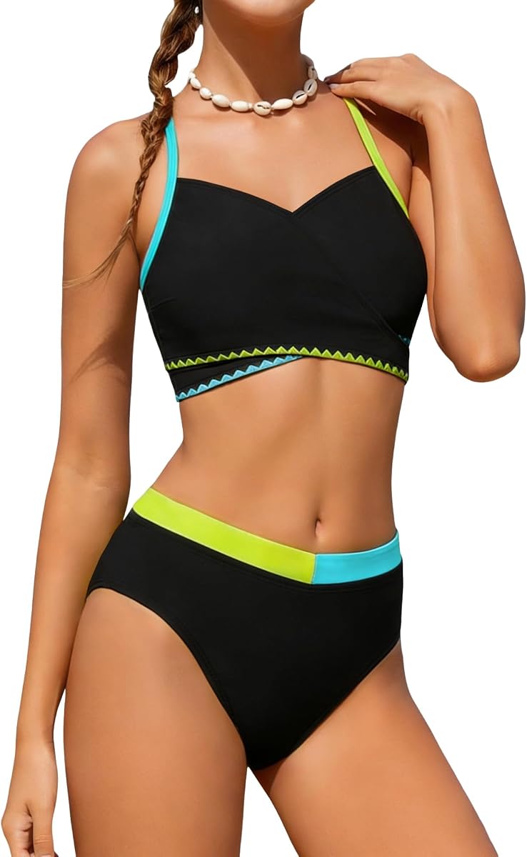 Girls' 2 Piece Bikini Swimsuits Adjustable Straps with Chest Pad Girls Bathing Suit for 7-16 Years