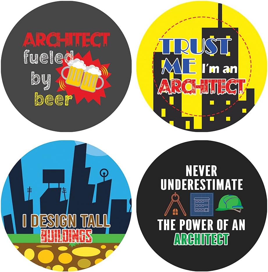Creanoso I am an Architect Stickers (20-Sheets x 16 Designs) - DIY Decal Stickies Set 1.5 Inches Diameter Round, Stocking Stuffer Gifts for Architects, Planners, Designers, Men & Women