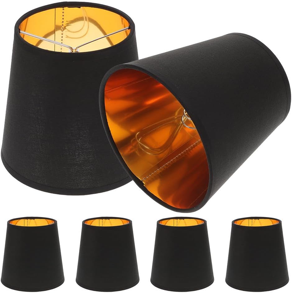 Cabilock 6Pcs Metal Barrel Lampshade Replacement Desk Lamp Cover E14 Black Pendant Light Shade Bulb Guard for Table Lamps and Chandeliers