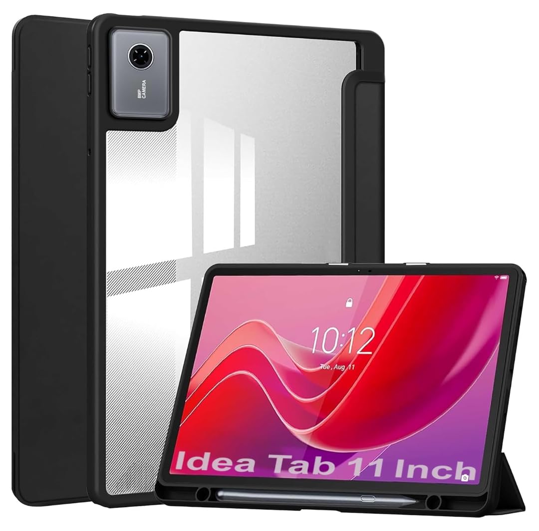 ProElite Cover for Lenovo idea Tab 11 inch 2025, Smart Flip Case Cover for Lenovo idea Tab 11 inch 2025 with Pen Holder, Black [Transparent Back]-image-25